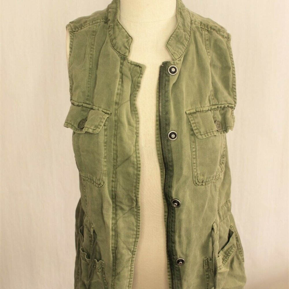 Anthropology Sanctuary XS Olive Green Utility Drawstring Cargo Vest Women